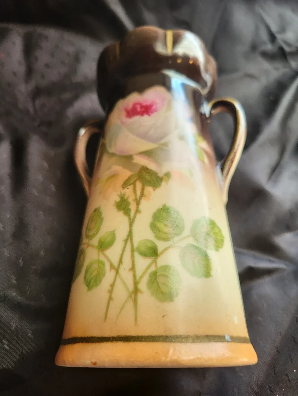 Stamped Cechalovakia 5.25 Inch Hanfpainted Rose Vase